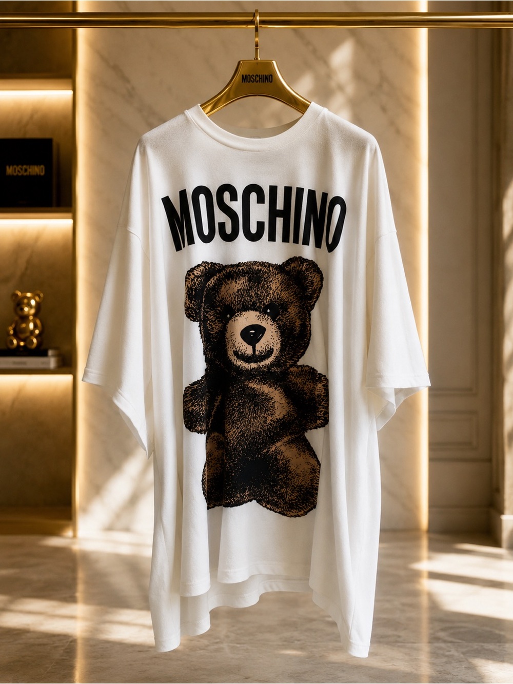 Moschino Teddy Bear Oversized T-Shirt Dress White XXXL